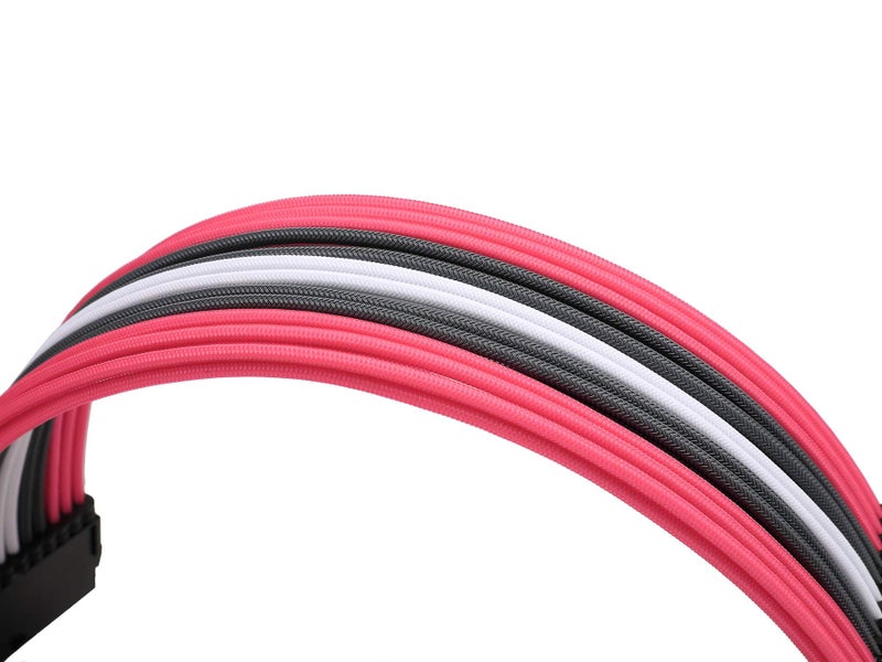 Formulamod Sleeve Extension Power Supply Cable Kit 18AWG (1) ATX 24P+ (1) EPS 8-P+ (2) PCI-E8-P with Combs for PSU to Motherboard/GPU (Pink Grey White) - Image 5